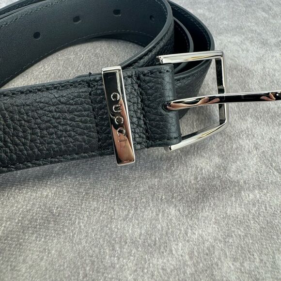 Gucci Black Rectangular Buckle Leather Men's Belt 793760 100/40 - Picture 5 of 10